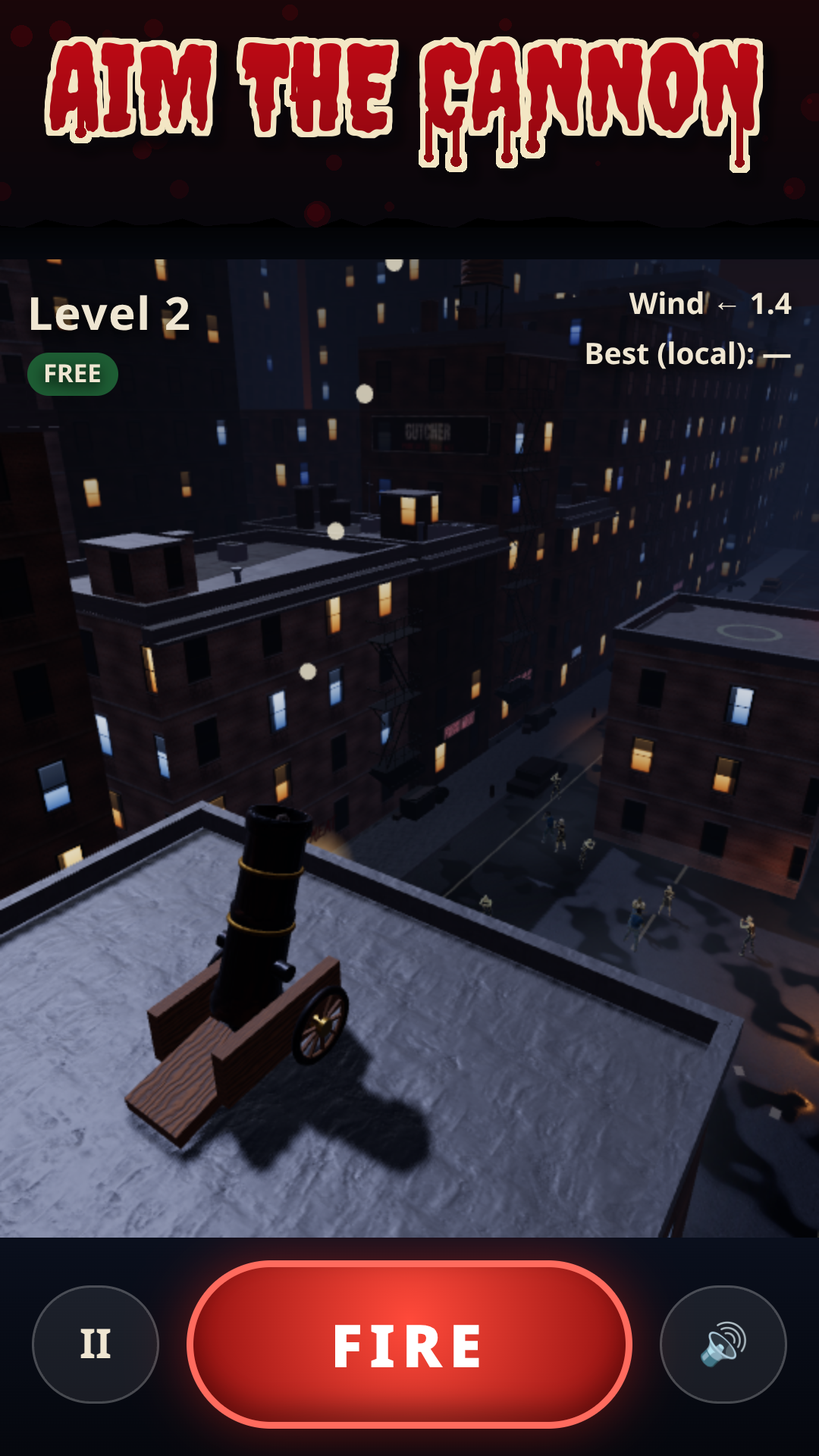 Aim the cannon: the rooftop launcher is ready to fire over the city.
