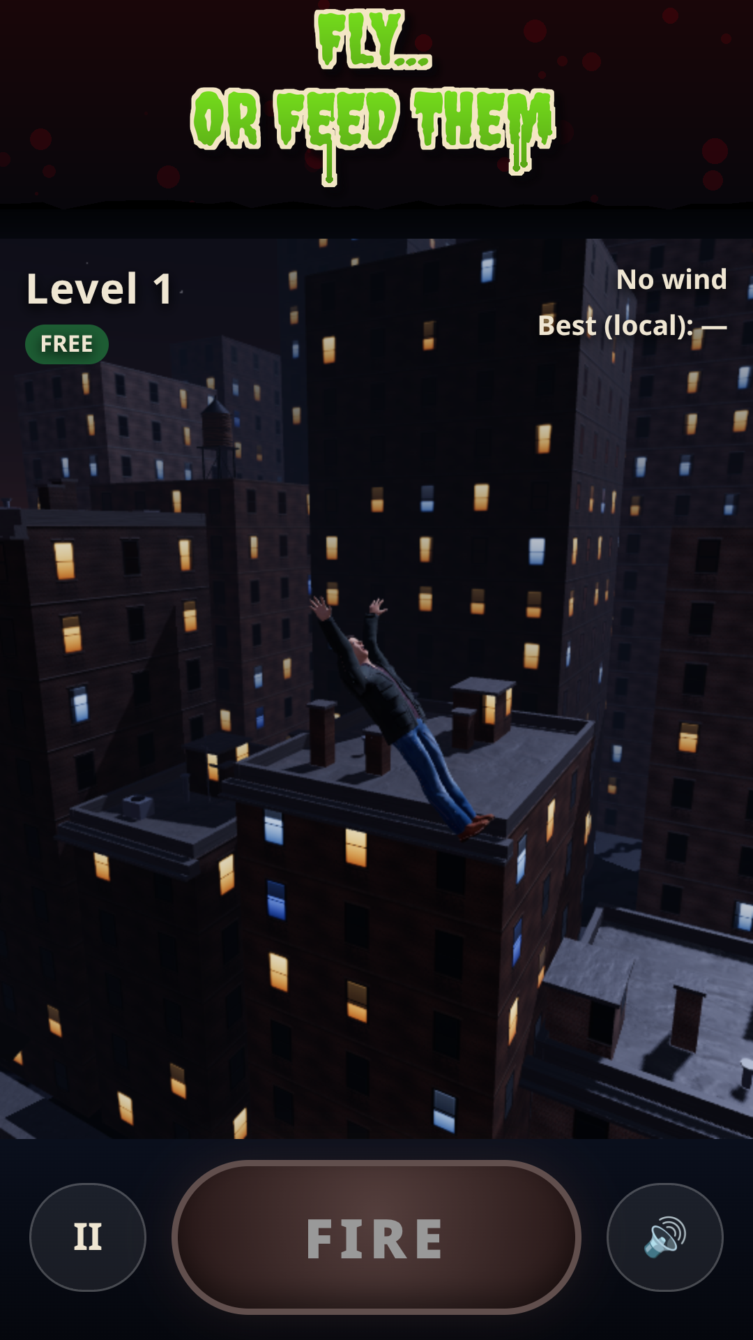 Fly or feed them: the survivor flies through the air above the zombie horde.